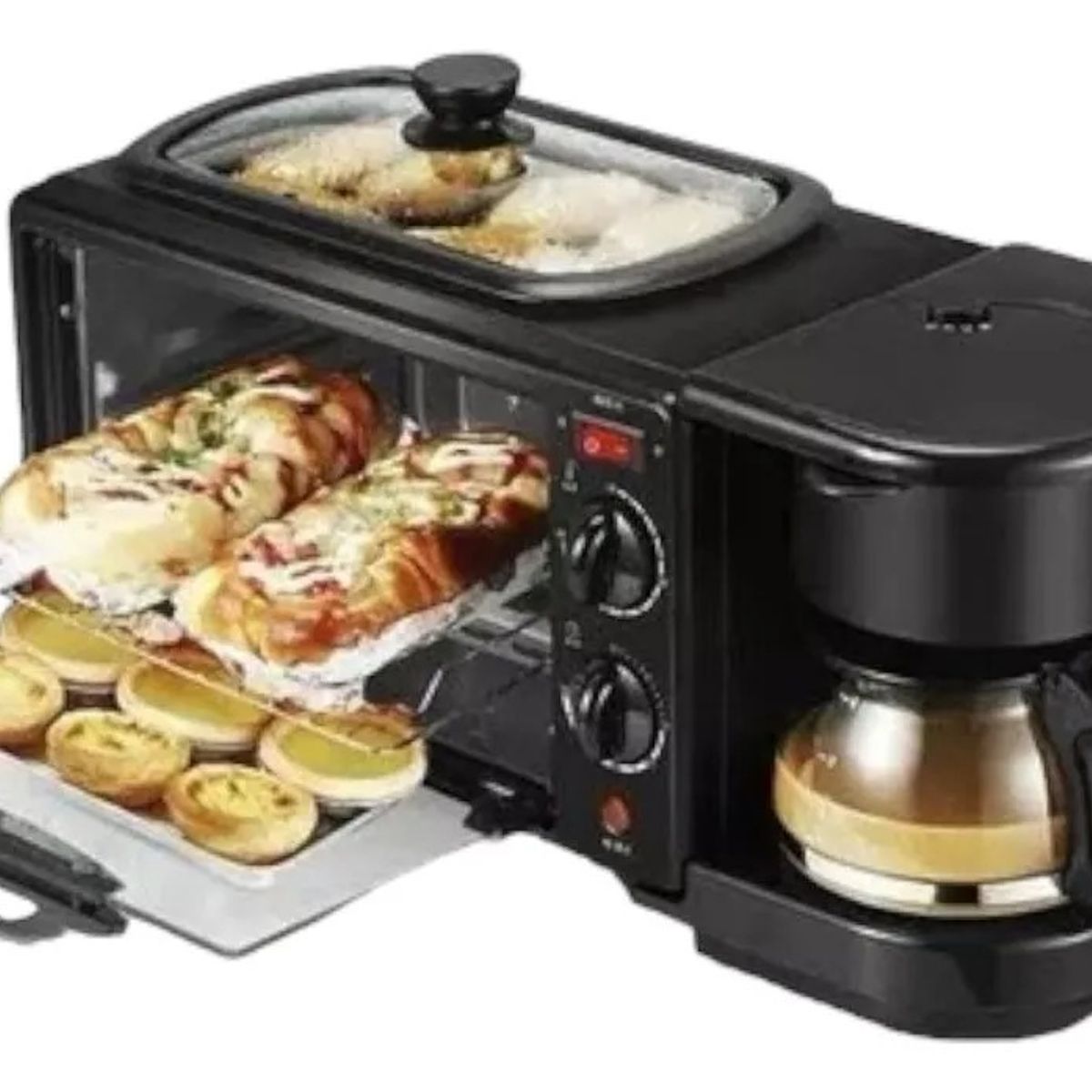 SOKANY - Horno Eléctrico Tostador Sokany Cafetera Parrilla 3 En 1
