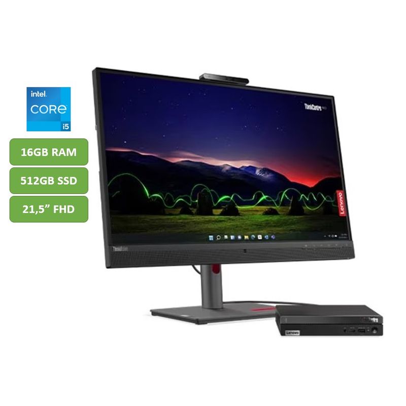 LENOVO - PC TINY NEO 50Q GEN 4 - CORE I5 13420H - 16GB RAM - 512GB SSD + MONITOR 21,5"