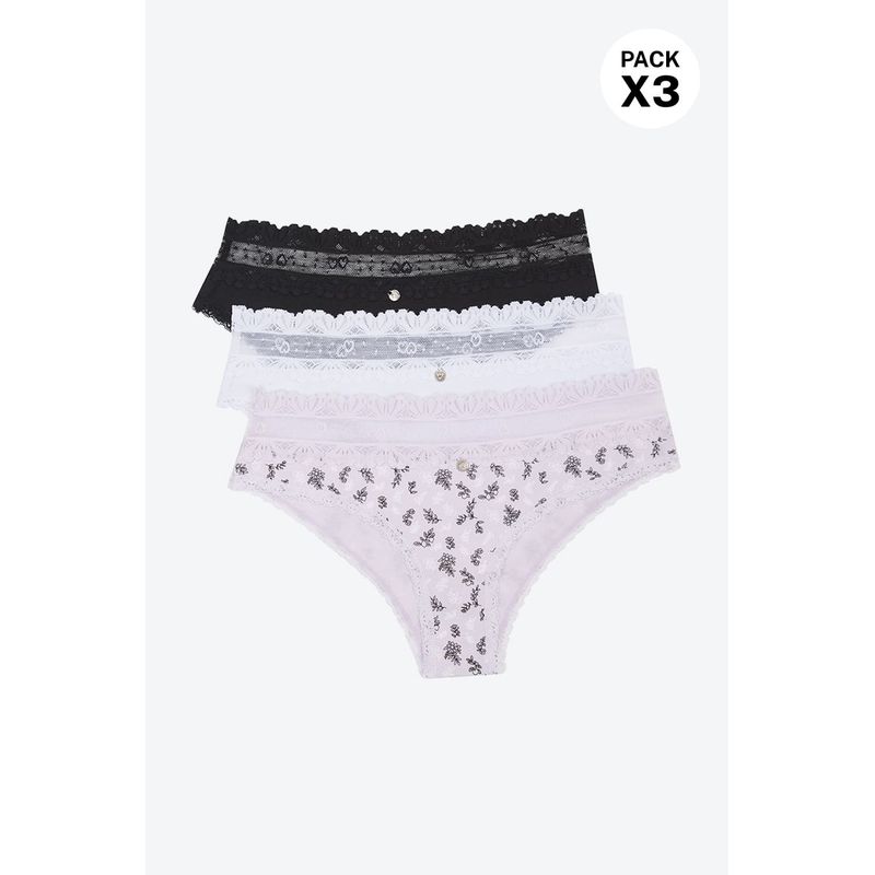 LILI PINK - Hipster elaborado en algodón paquete x3