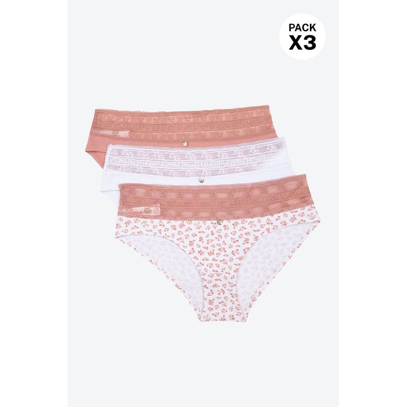 LILI PINK - Paquete x3 hipster en algodón talle bajo