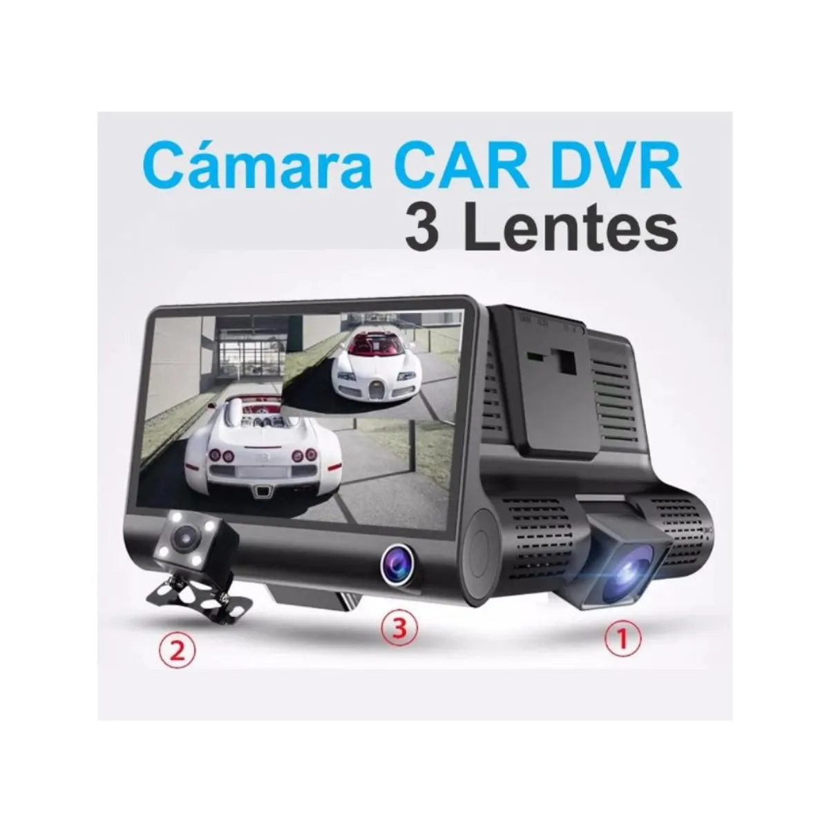 GRUPO B - Cámara Para Carro DVR 3 Lentes 1080p Full HD Camara 3 en 1