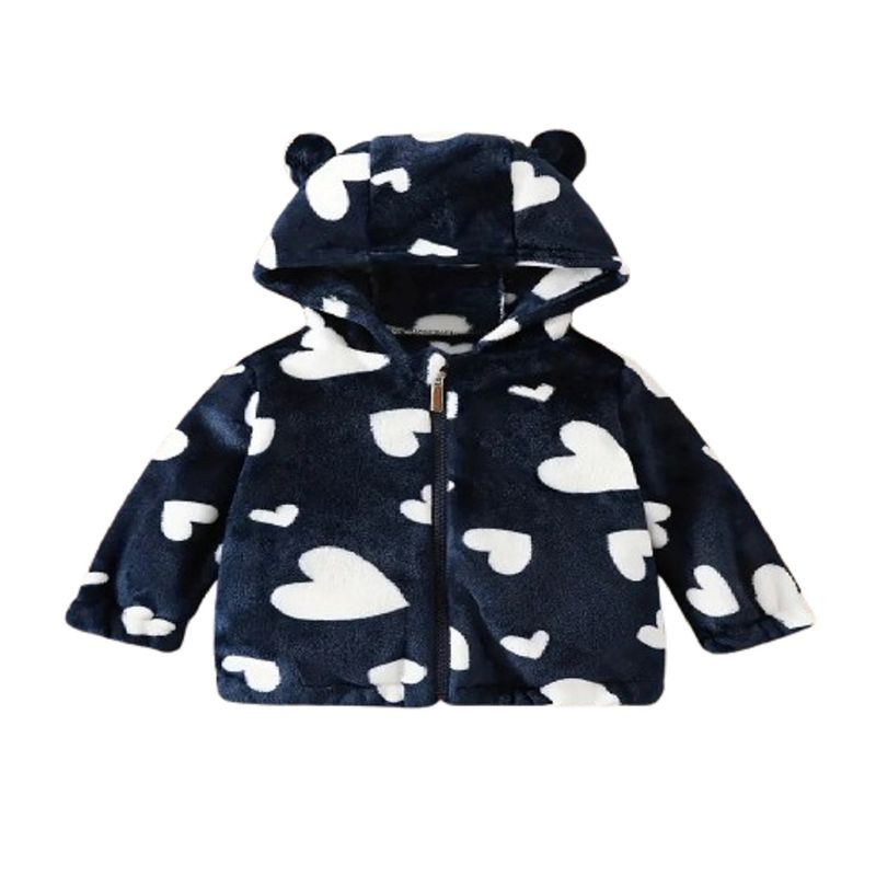 100 - Chaqueta Azul Oscuro Con Corazones
