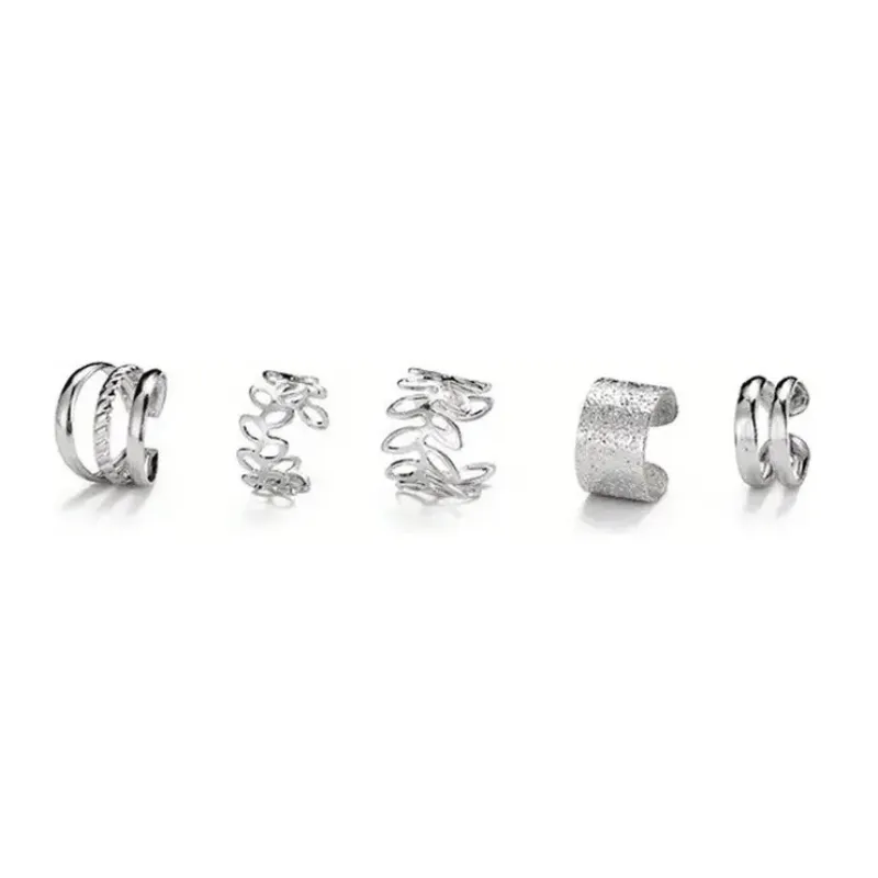 AMERICAN GENERICS - Set 5 Pendientes Clip Boho Y Hip Hop, Sin Perforar, Hierro