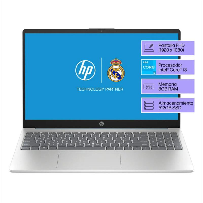 HP - Portátil HP 15-fd0026la Intel Core I3 8Gb Ram 512Gb Ssd Portátil 15 pulgadas Windows plata