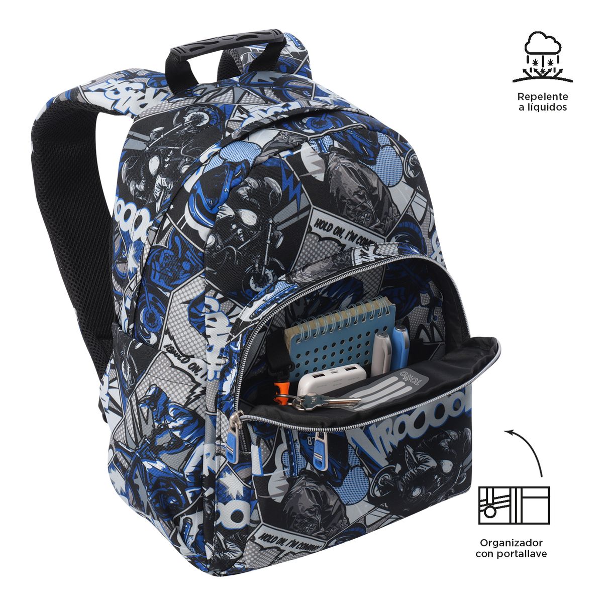 TOTTO - Morral Juvenil Porta PC 13" Gommas Gris-Azul Totto
