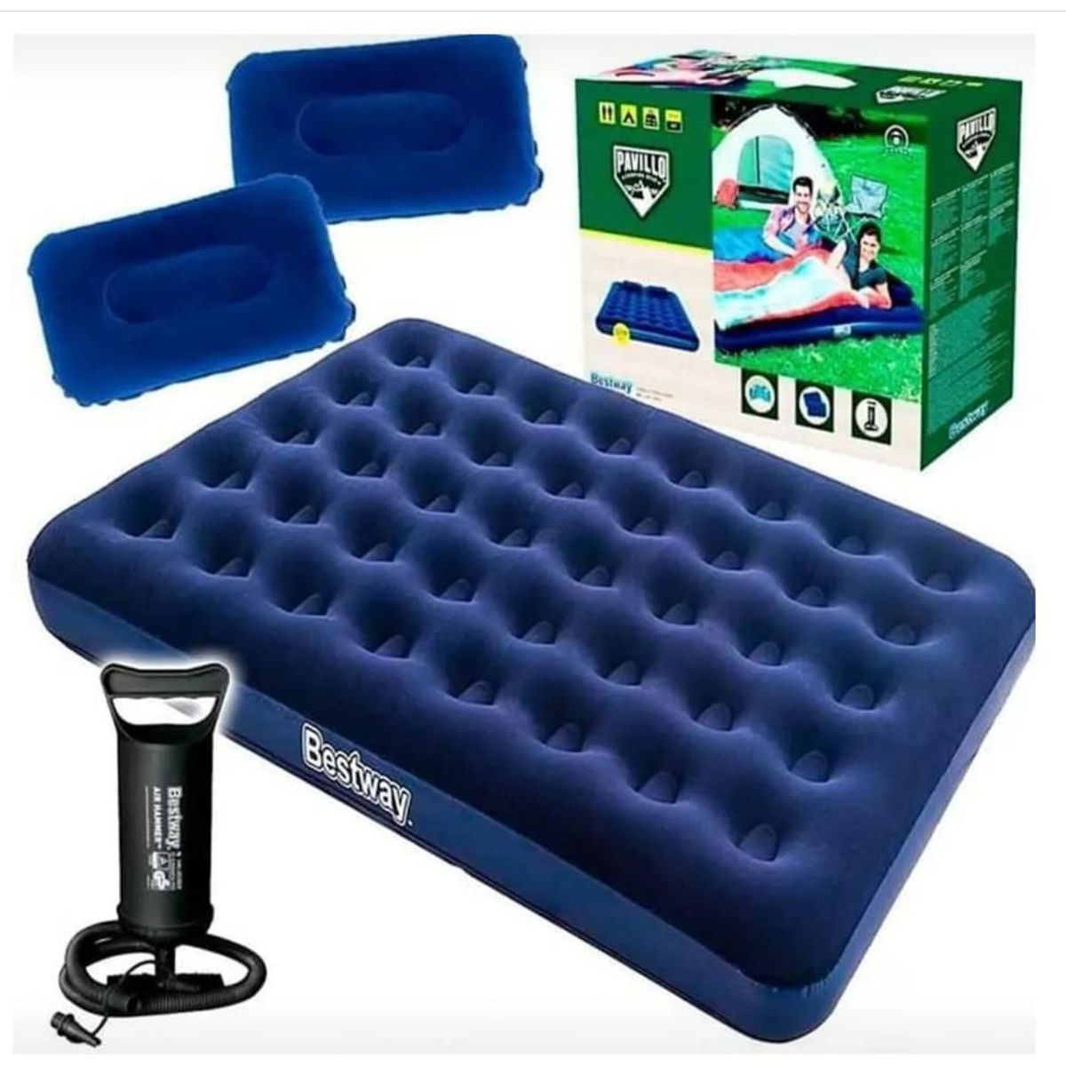 GENERICO - Colchón Inflable Doble Dos Almohadas E Inflador