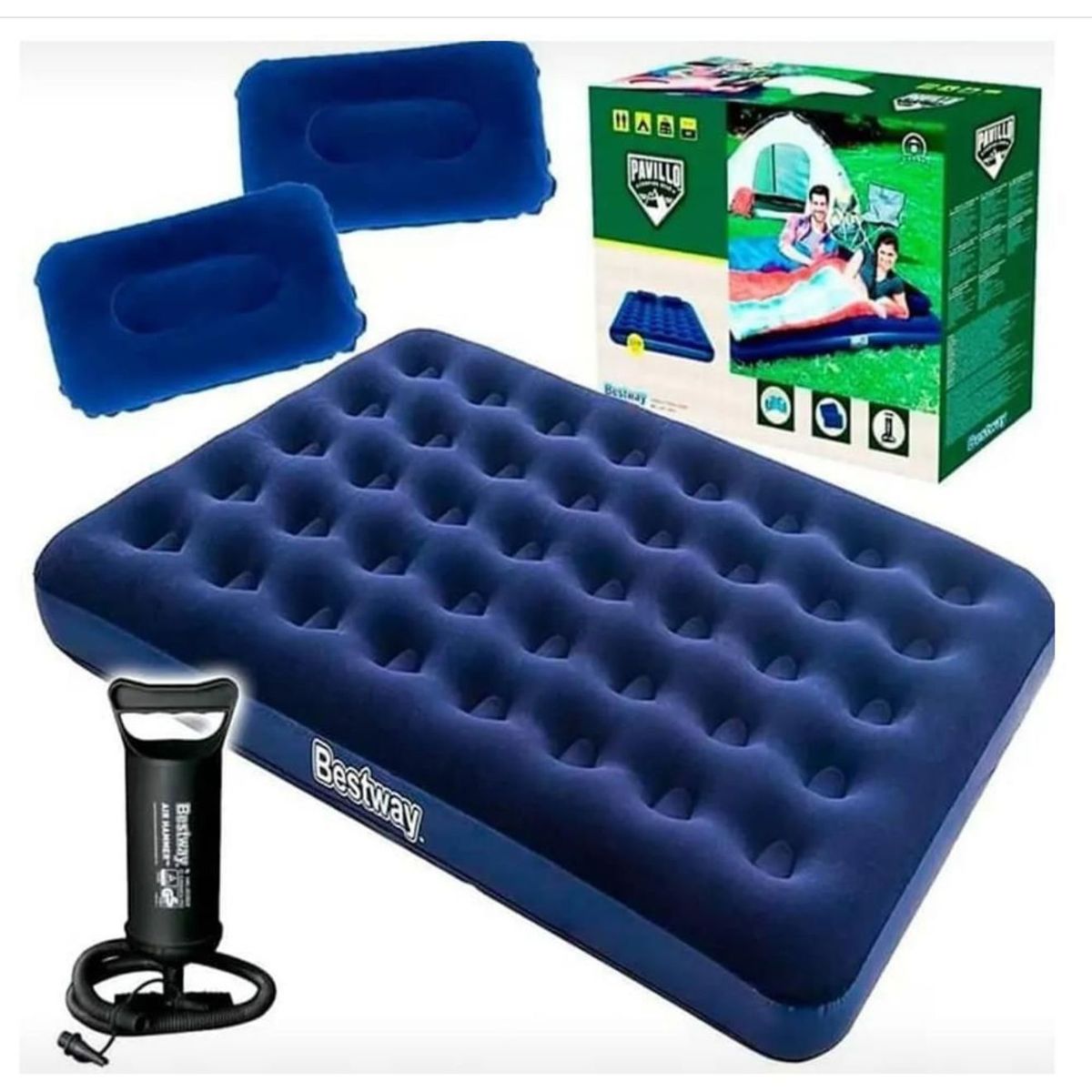 GENERICO - Colchón Inflable Doble Dos Almohadas E Inflador