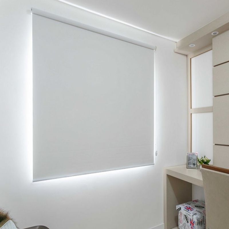 BR - Persianas Cortinas Enrollables Blackout Básico Blanco 1,40 x 1,45