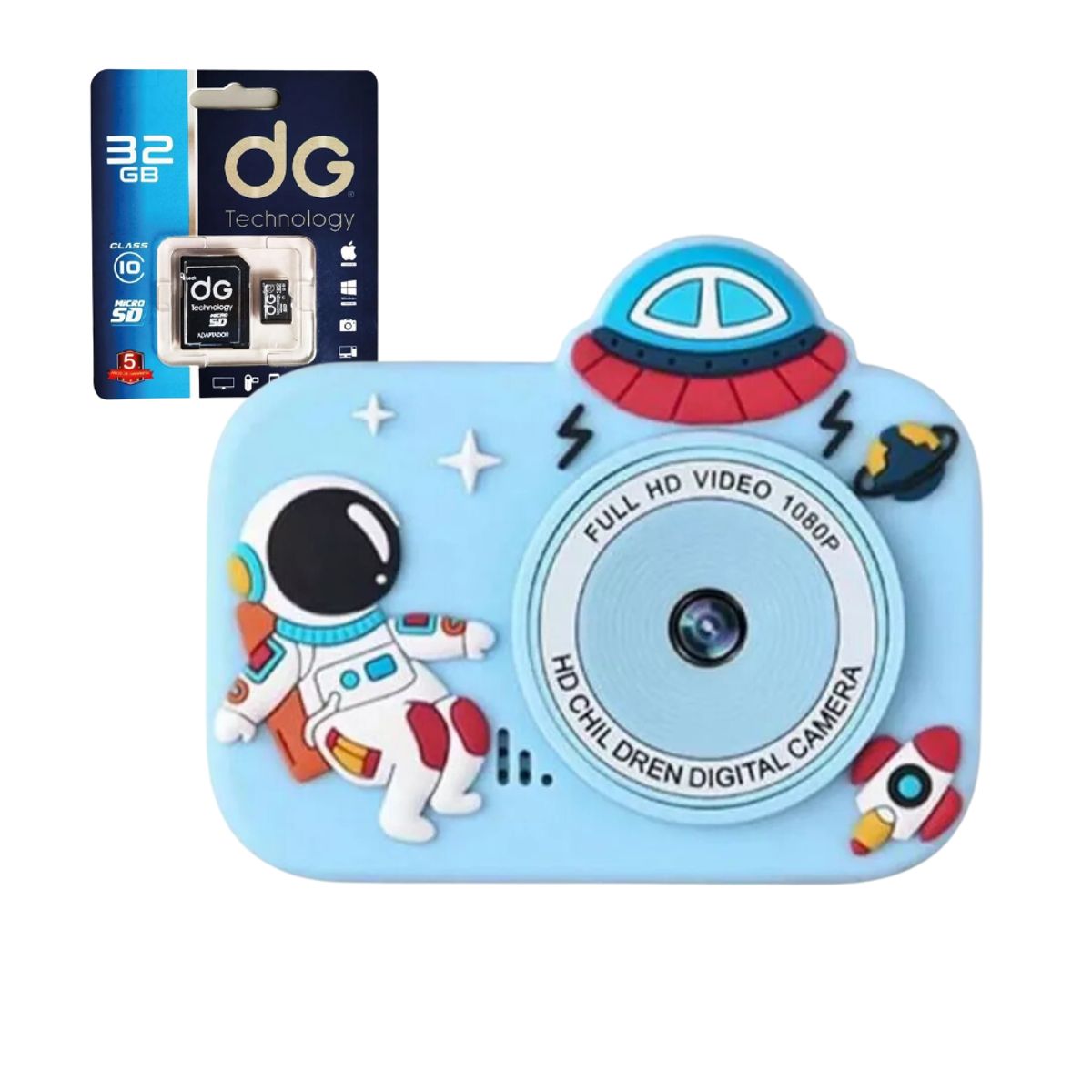 GENERICO - Camara Digital Para Niños Astronauta Azul Rosa +memoria 32gb