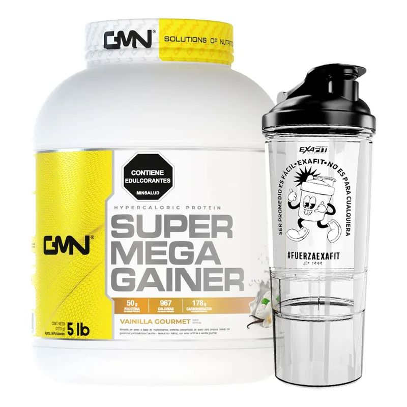 GMN - Proteína Hipercalórica 5 Lb Super Mega Gainer + Shaker