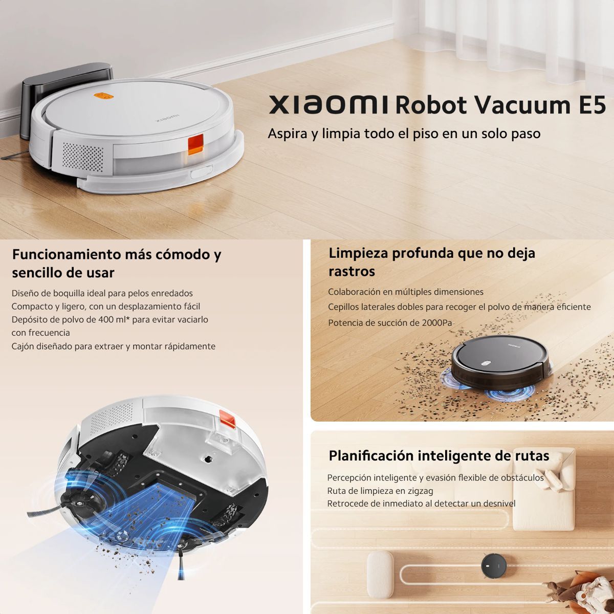 XIAOMI - Xiaomi Robot Vacuum E5 Aspiradora Y Trapeadora Inteligente