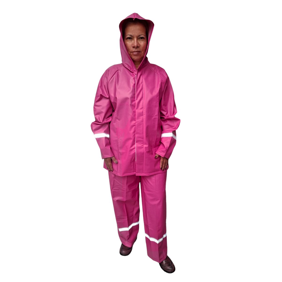 BR - CONJUNTO IMPERMEABLE EN PVC MOTO PROTECCIÓN LLUVIA FUCSIA CALIBRE 18