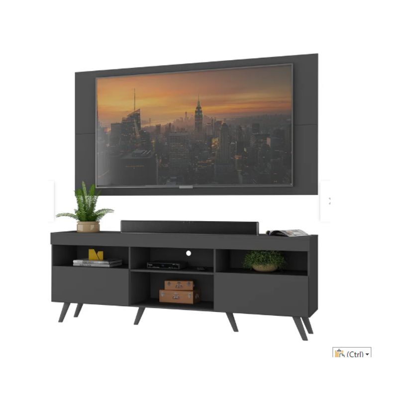 GENERICO - Rack Con Panel Florida Para TV 65 Pulgadas Negro con Patas
