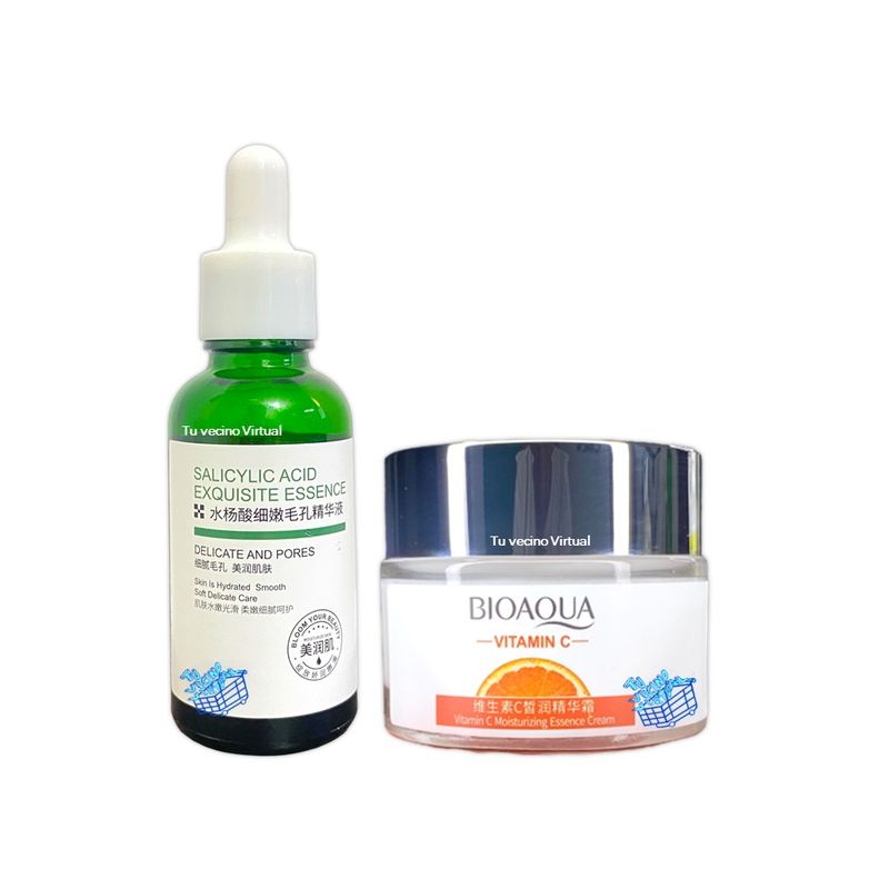 BIOAQUA - Serum Acido Salicilico + crema  Facial Vitamina C Bioaqua
