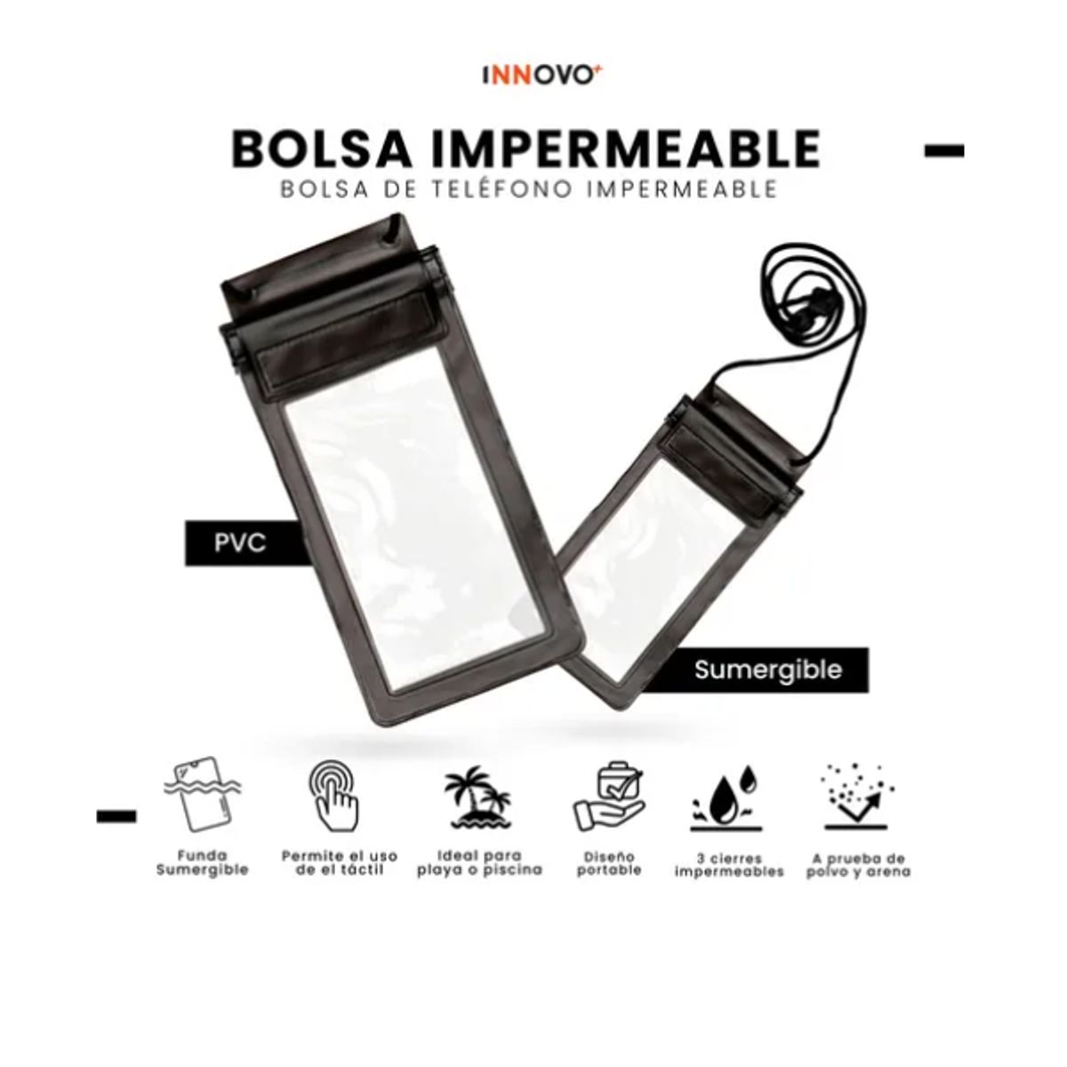 INNOVA - Funda Impermeable Para Celular Táctil Sumergible Protección Agua