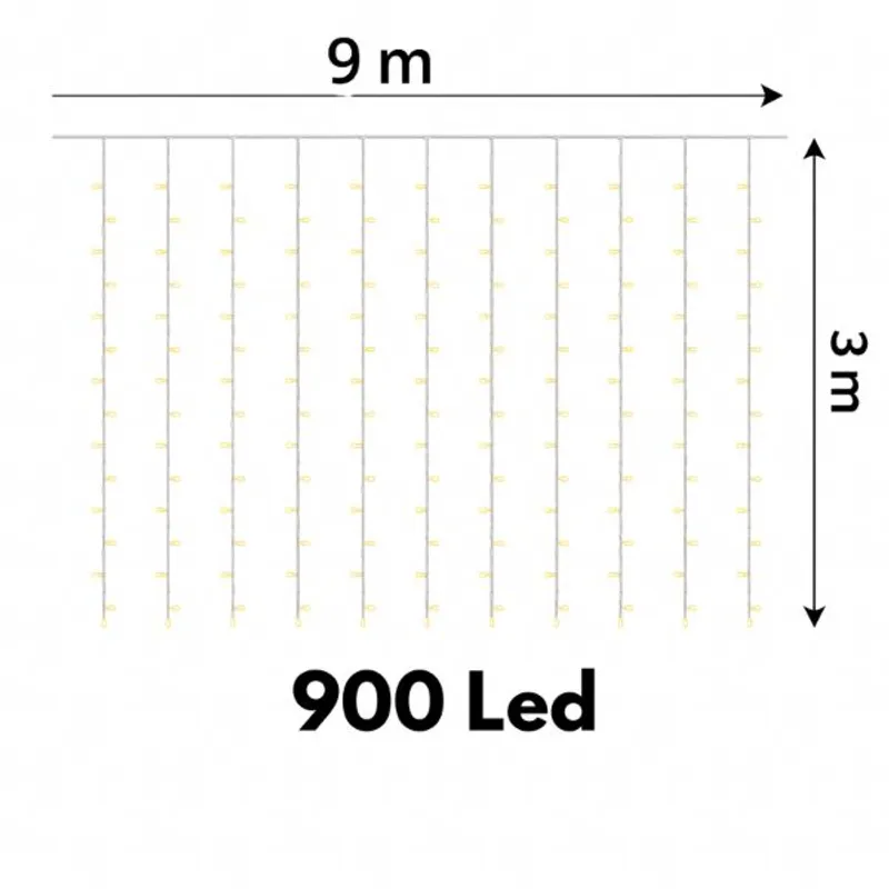 MULTIPLACE COLOMBIA - LUCES DE NAVIDAD LLUVIA USO EXTERIOR 9X3M 900 LED BLANCA