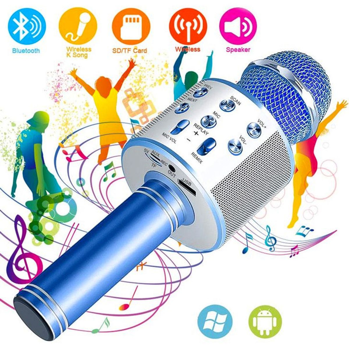 MULTIPLACE COLOMBIA - Microfono karaoke para niños bluetooth luces y amplificador