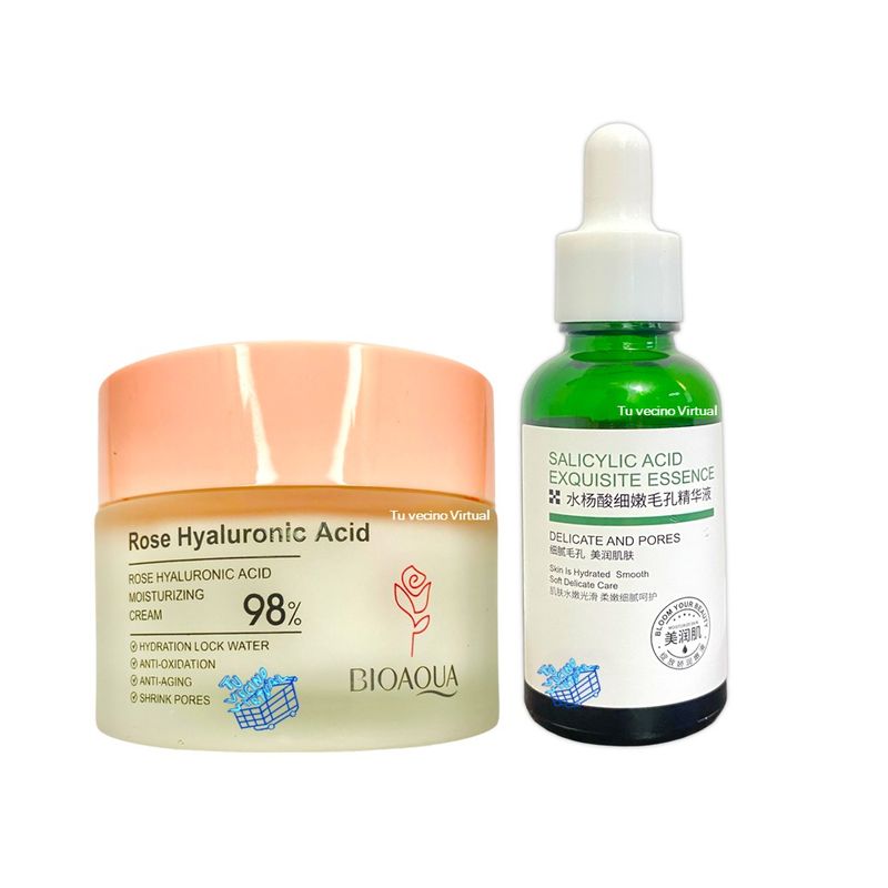 BIOAQUA - Serum Acido Salicilico + Crema Humectante Rosas y Acido Hialuronico