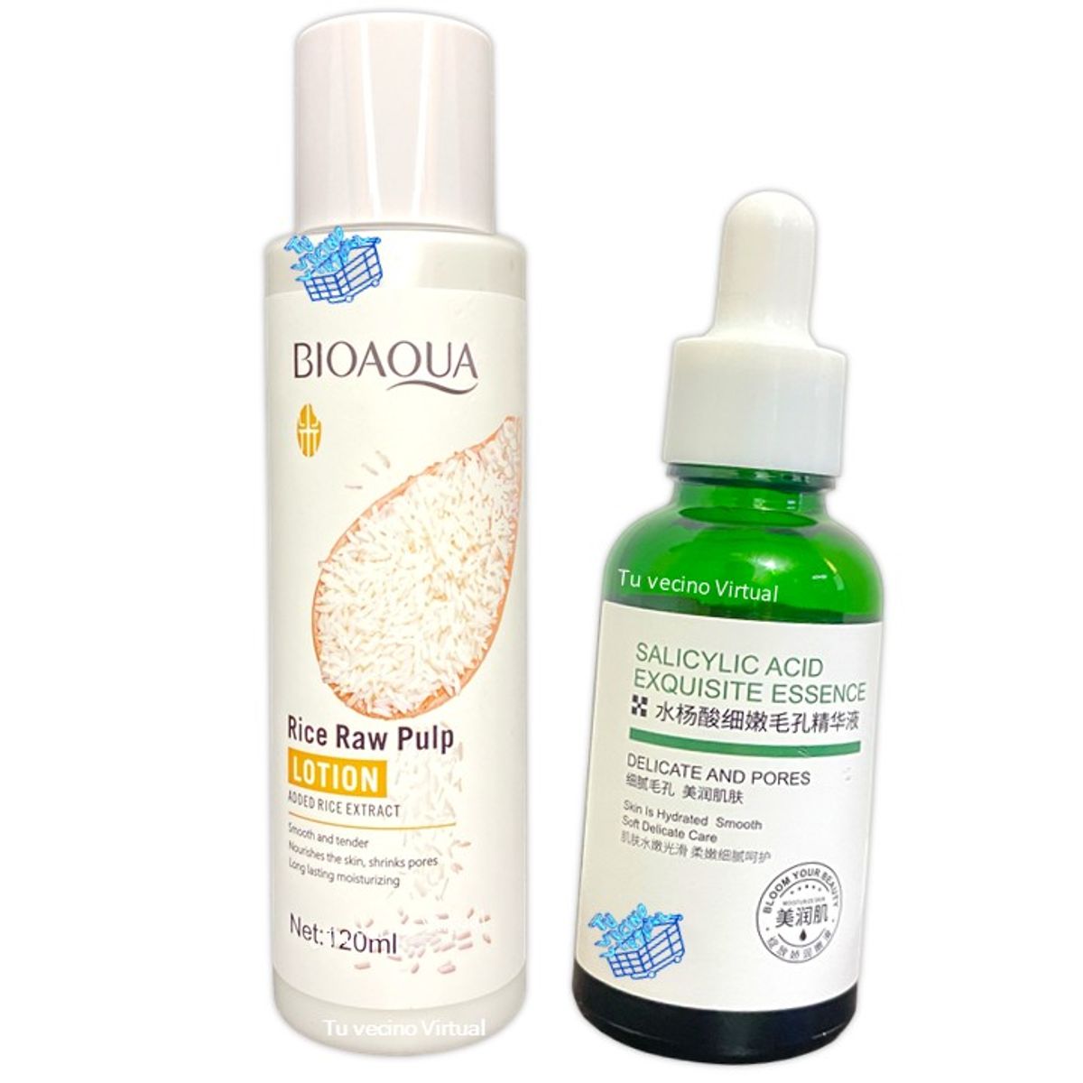 BIOAQUA - Serum Acido Salicilico + Loción de Pulpa Cruda de Arroz BioaQUA