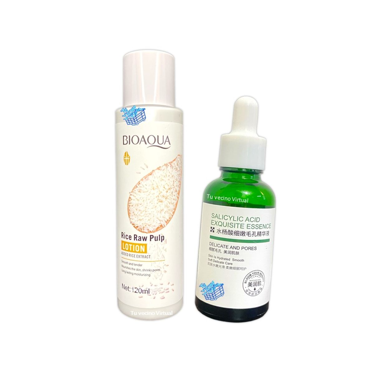 BIOAQUA - Serum Acido Salicilico + Loción de Pulpa Cruda de Arroz BioaQUA