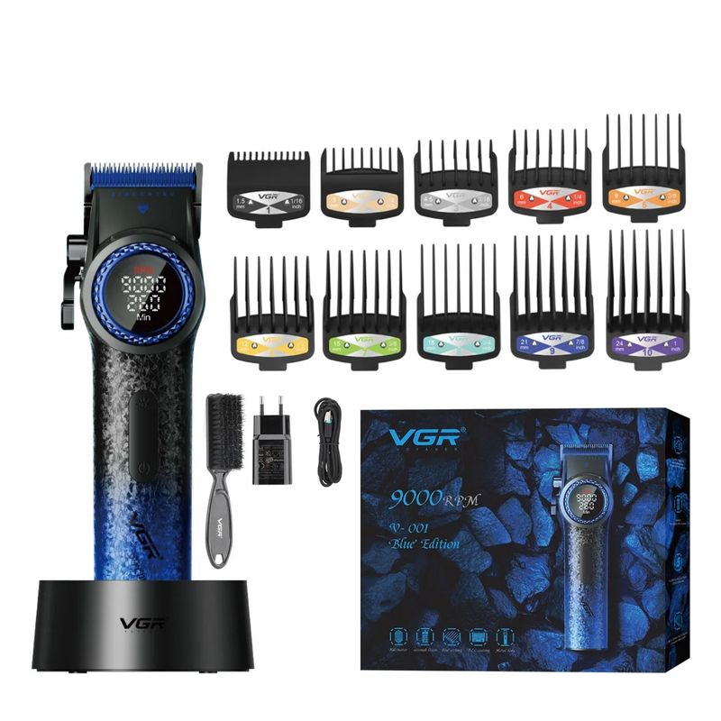 VGR - KIt Maquina Peluquera Profesional VGR V-001-AZUL