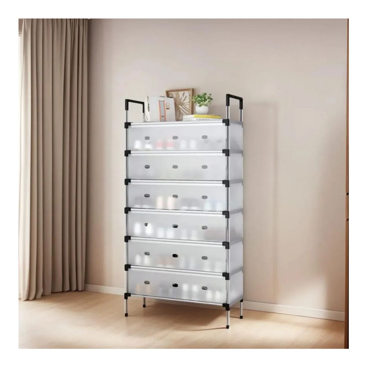 GENERICO - Zapatero Organizador Calzado 18 Pares Zapatos 6 Niveles Con tapa