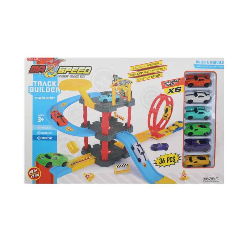 JUGUETELANDIA - Set Parking Con Pista Max Speed Caja