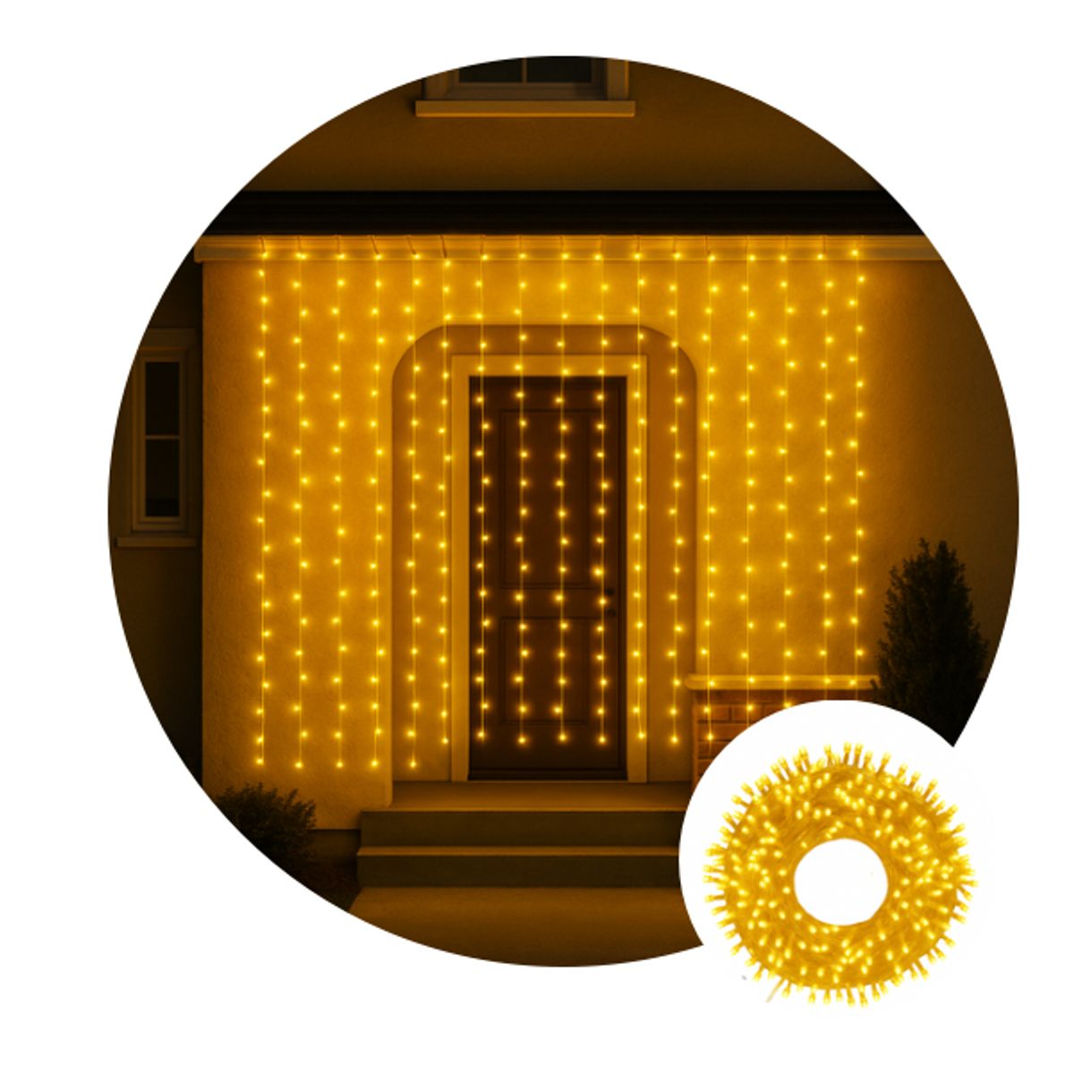 MULTIPLACE COLOMBIA - Luces De Navidad Tipo Cortina 3 Mtr X 3 Mtr 300 Led AMARILLA