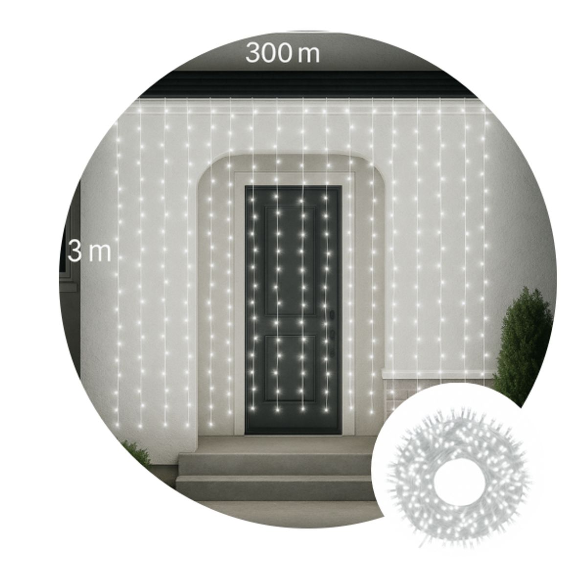 MULTIPLACE COLOMBIA - LUCES DE NAVIDAD LLUVIA USO EXTERIOR 3X3m 300 LED BLANCA