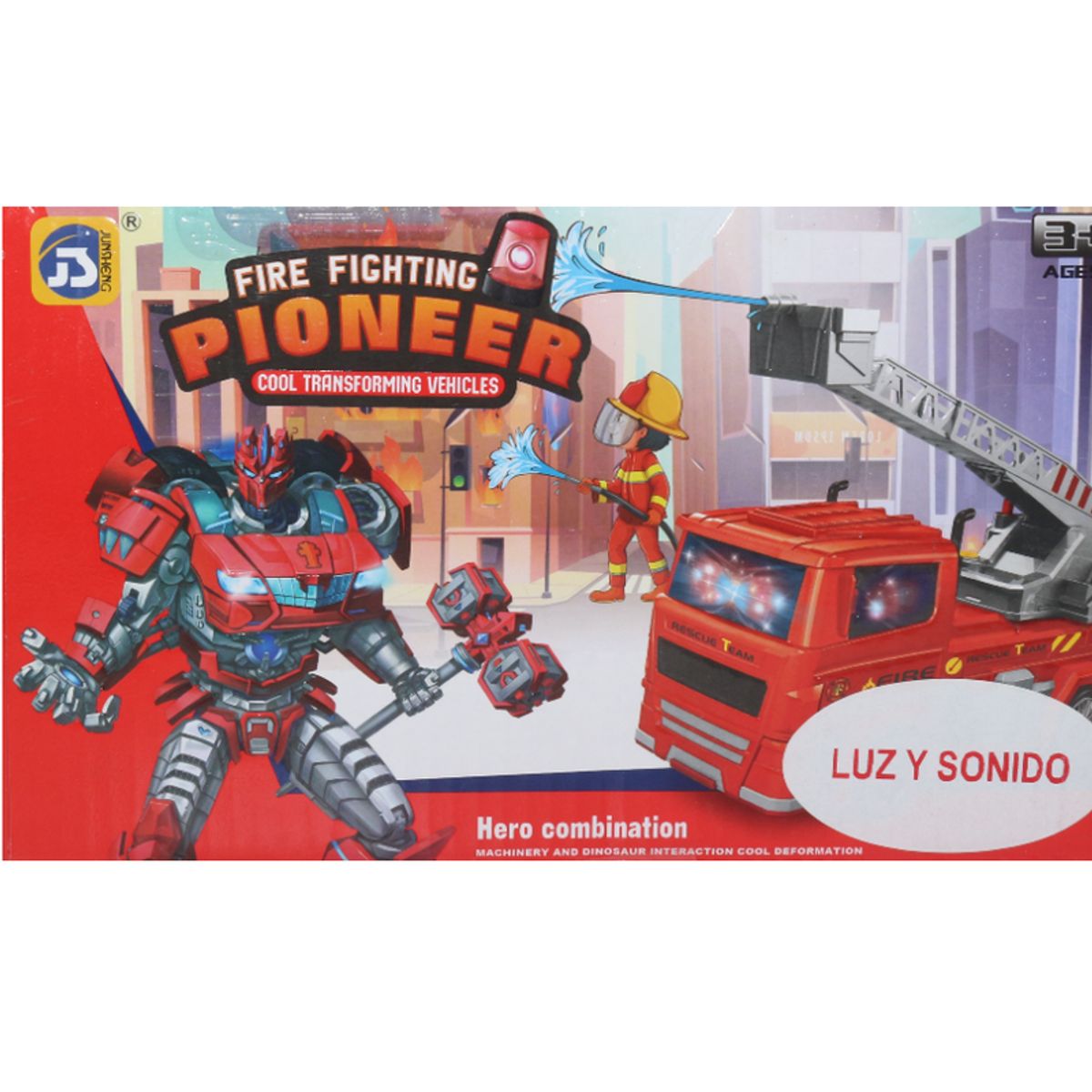 JUGUETELANDIA - Carro Transformer Bombero Pilas Luz Y Sonido Caja