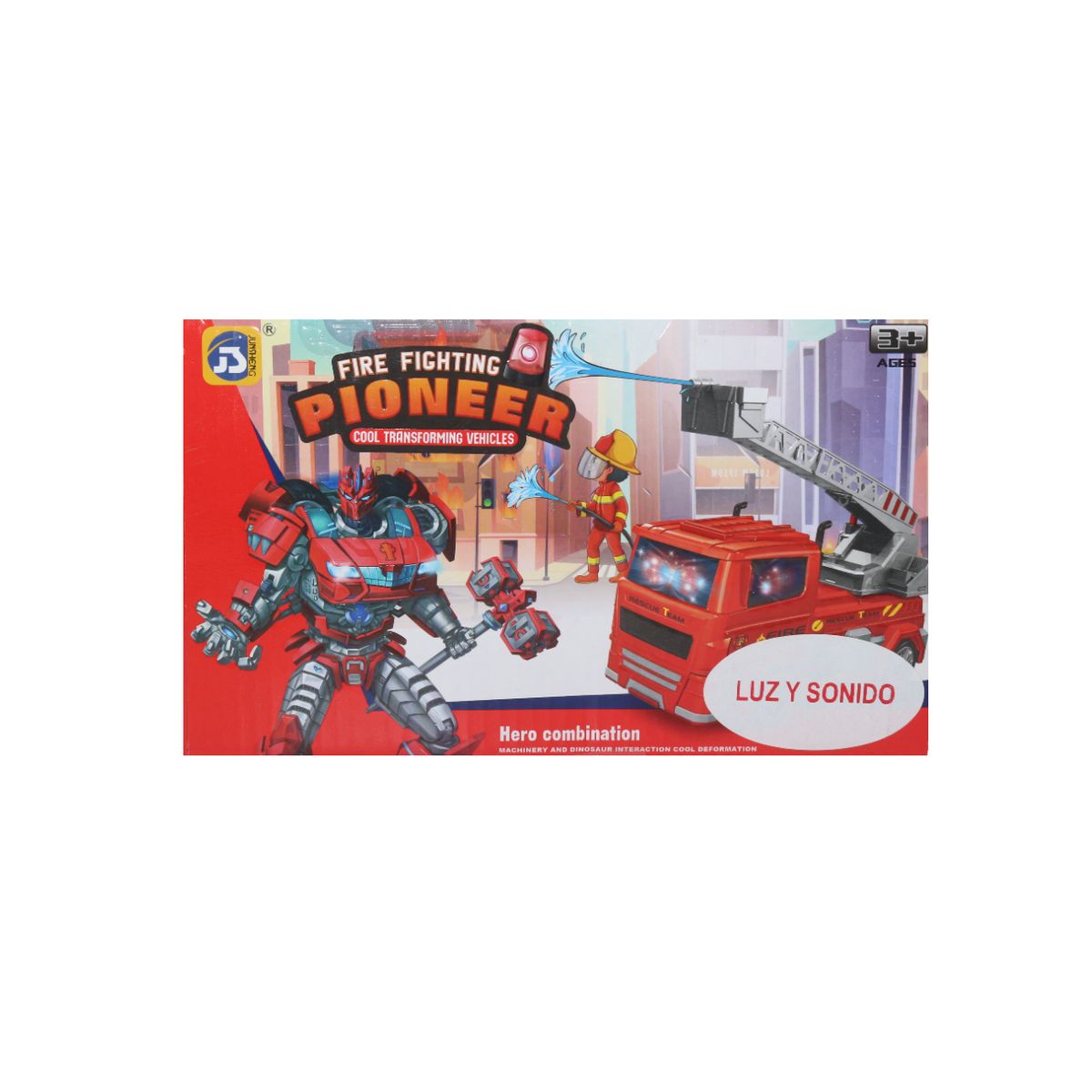 JUGUETELANDIA - Carro Transformer Bombero Pilas Luz Y Sonido Caja