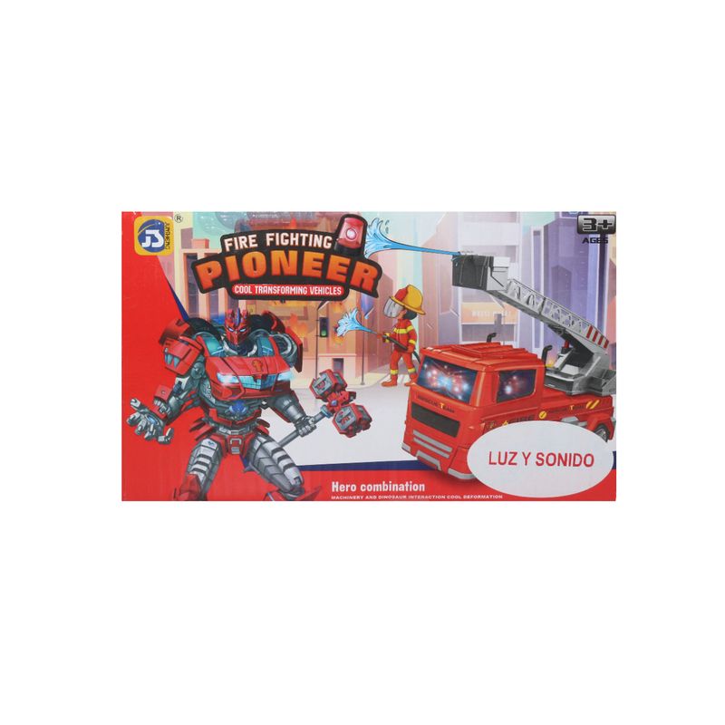 JUGUETELANDIA - Carro Transformer Bombero Pilas Luz Y Sonido Caja