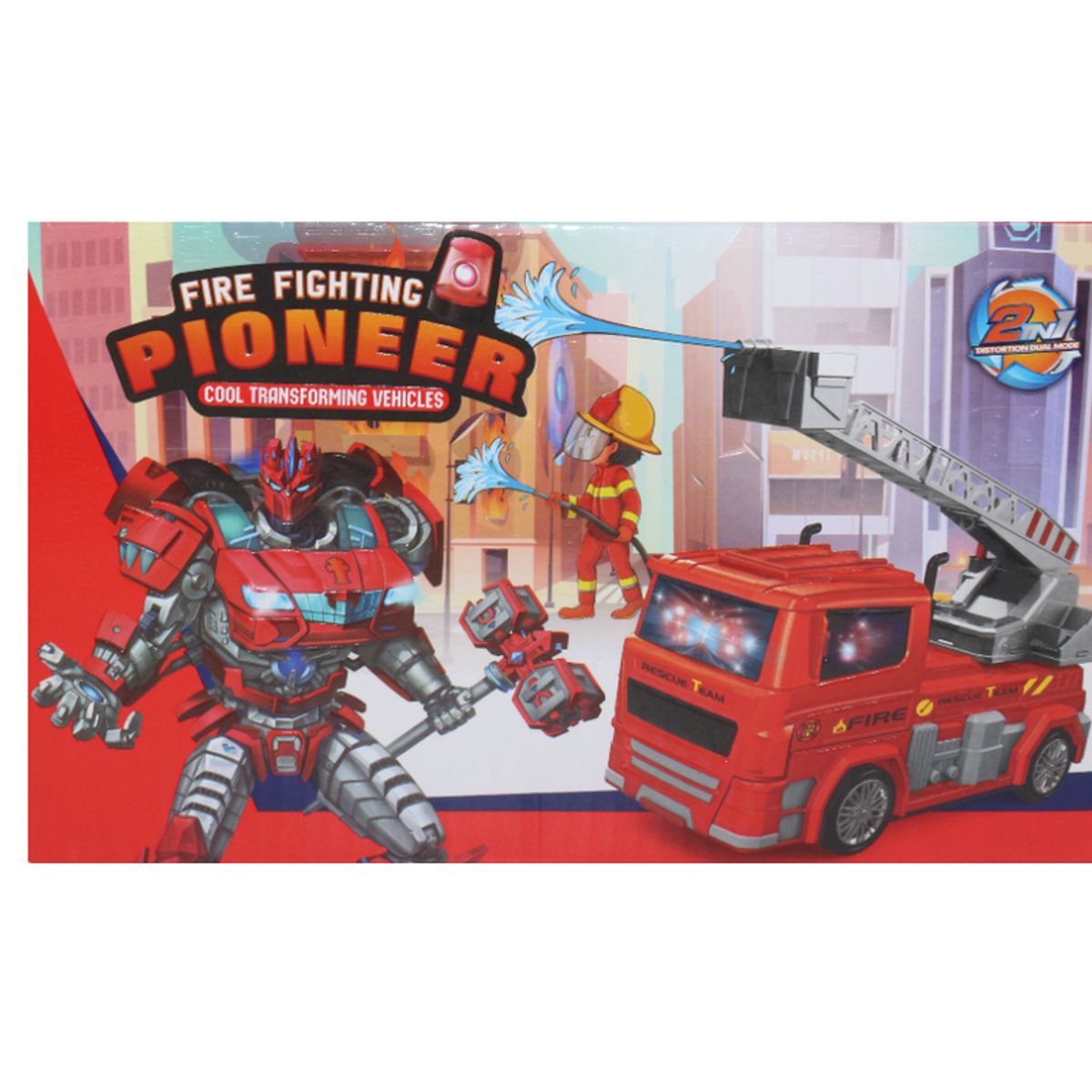 JUGUETELANDIA - Carro Transformer Bombero Pilas Luz Y Sonido Caja