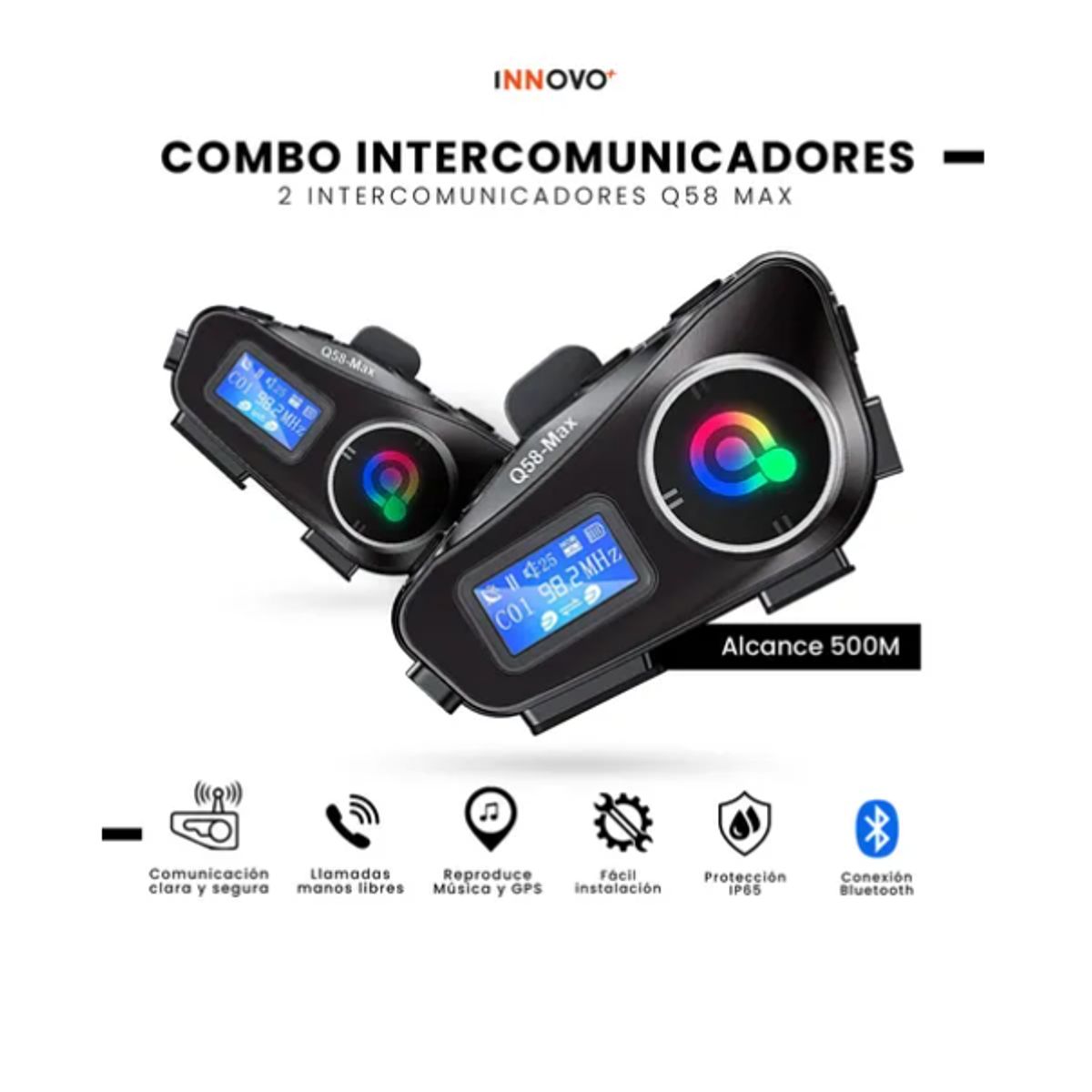 INNOVA - Intercomunicadores X2 Para Casco Moto Bluetooth Q58-max 500m