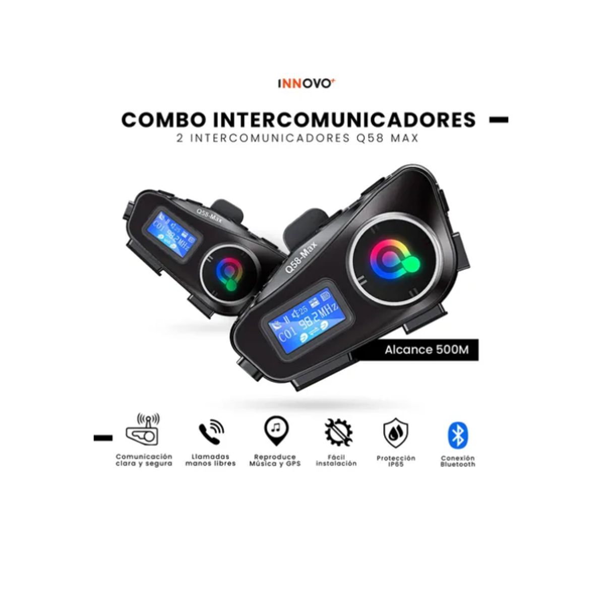 INNOVA - Intercomunicadores X2 Para Casco Moto Bluetooth Q58-max 500m