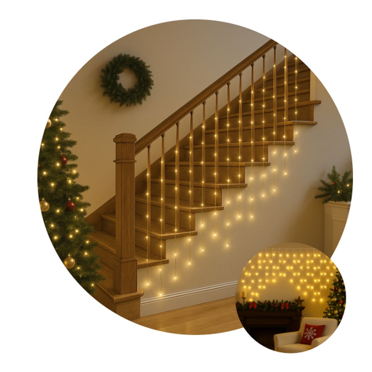 MULTIPLACE COLOMBIA - LUCES DE NAVIDAD LLUVIA USO interior  6X1m 200 LED AMARILLA