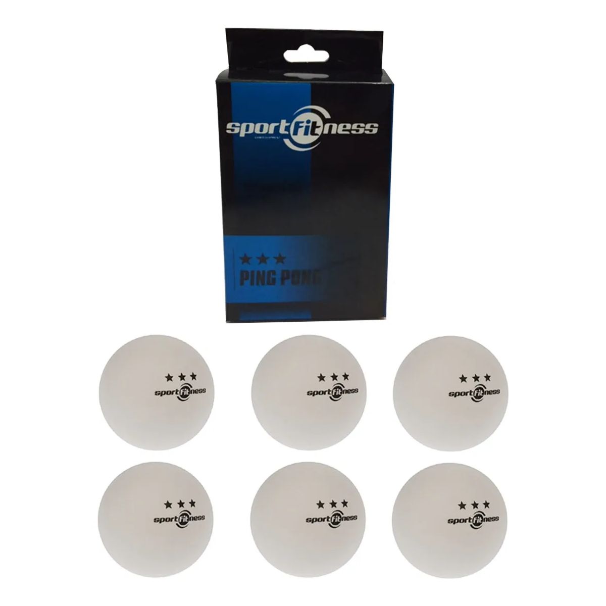 SPORT FITNESS - Pelotas Bolas Ping Pong Sportfitness Caja 6 Bolas Tenis Mesa