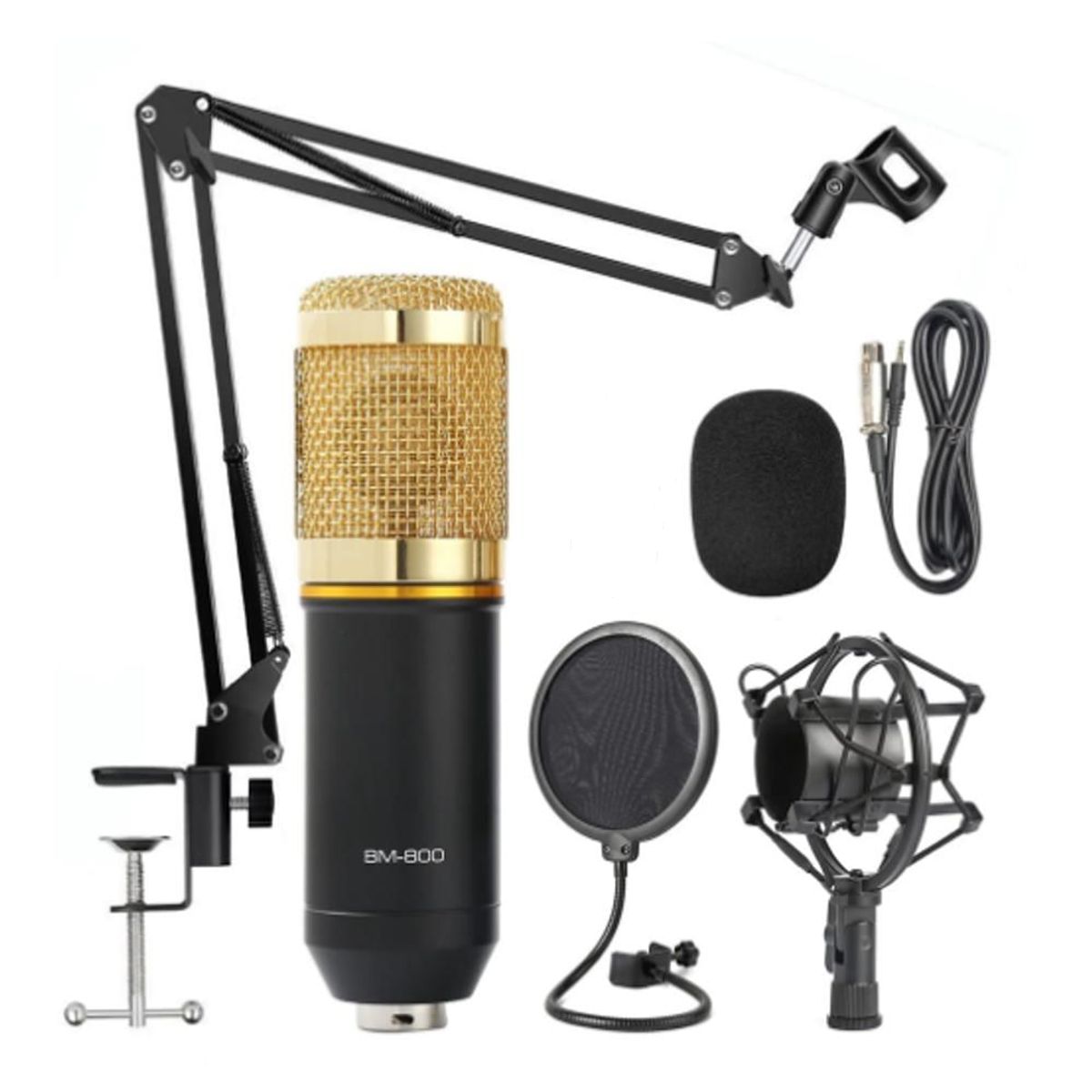 GENERICO - Kit de Micrófono Profesional Condensador BM-800 + Brazo Ajustable