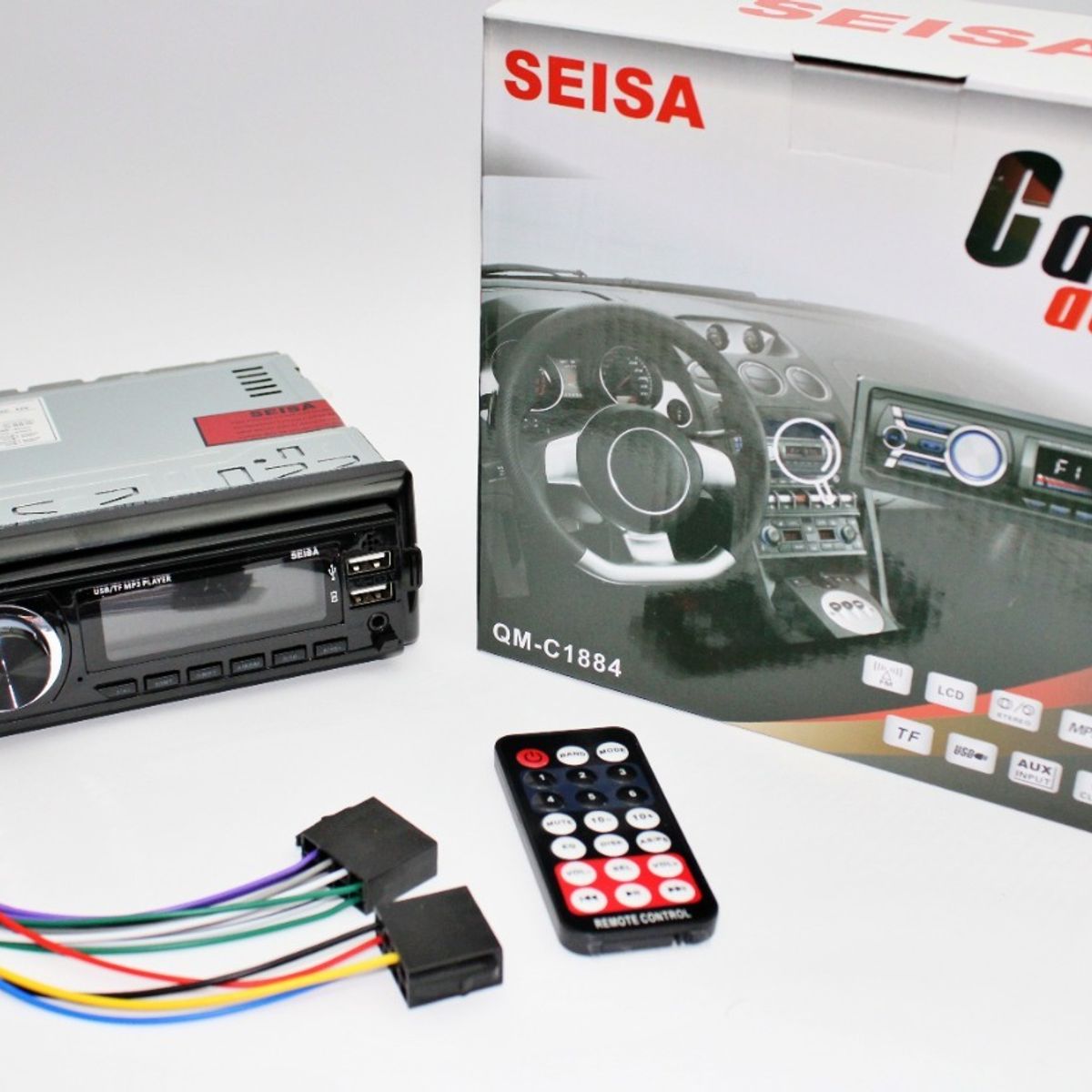 SEISA - Radio Estéreo Para Carro Con Lcd Bluetooth Fm Tf Aux Usb Mp3