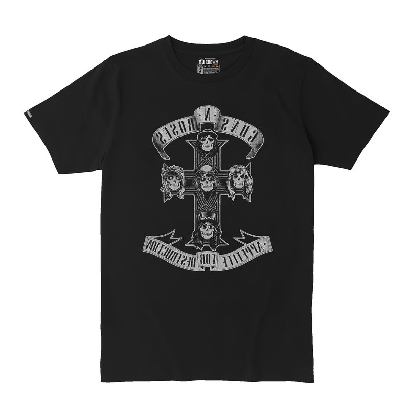 CREACIONES NU CROWN - Camiseta Guns N Roses Estampada Rock Hombre Negra Nu Crown