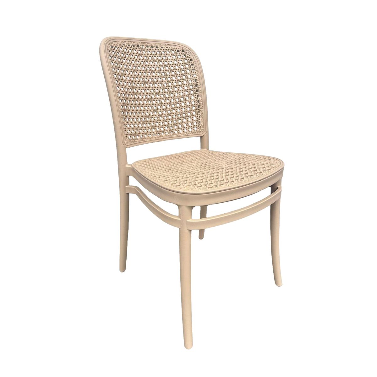 GENERICO - Silla Solea En Polipropileno Redonda Tipo Mimbre Base Beige_.