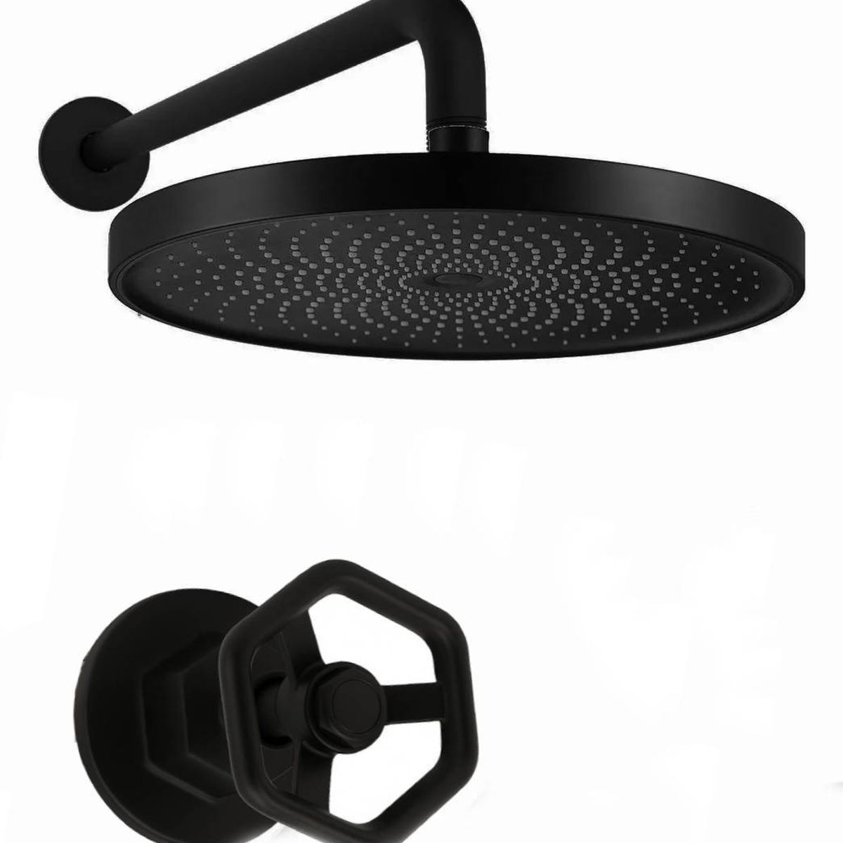 GENERICO - Kit Regadera Llave Imperio Negro Matte Y Registro Ducha Agua Fria