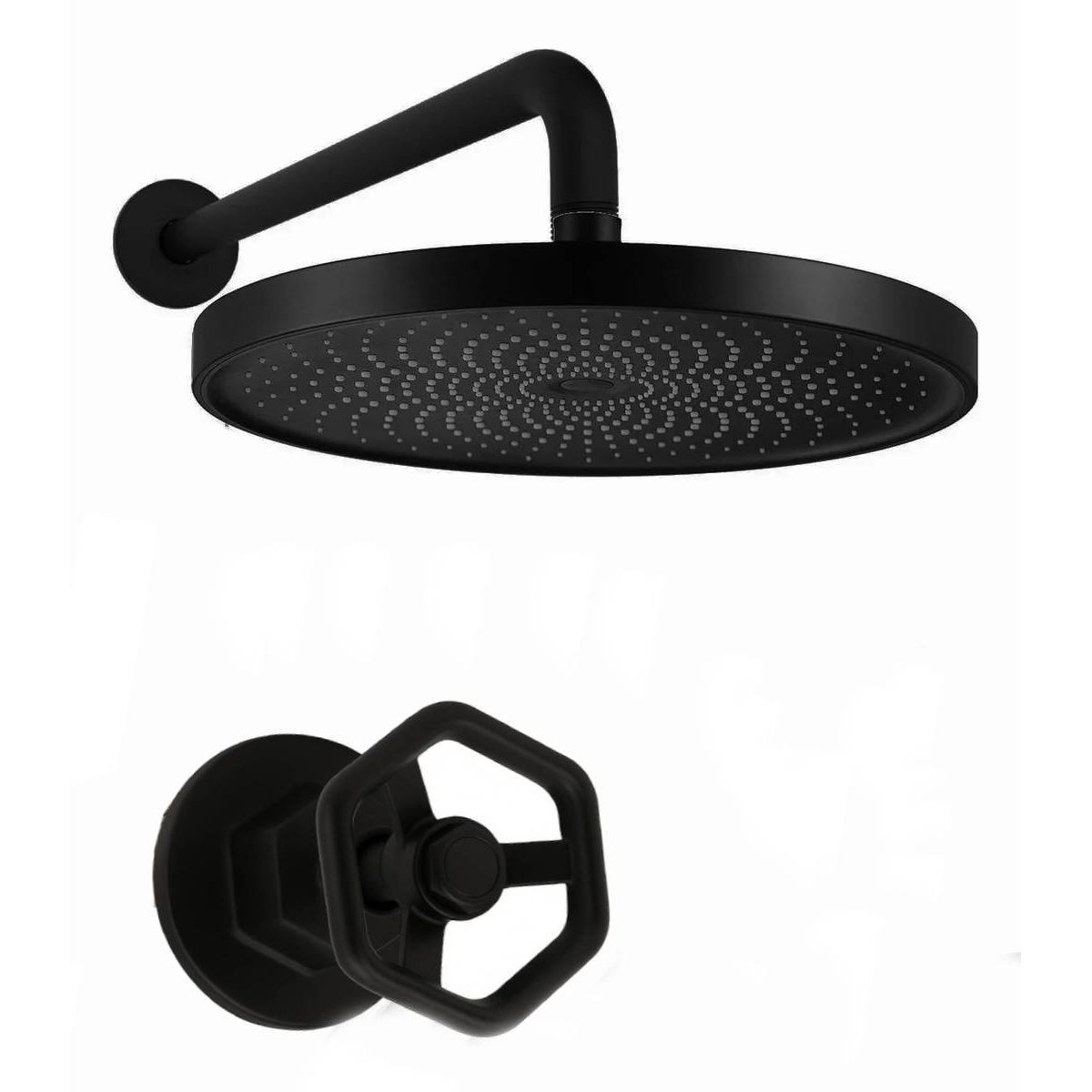 GENERICO - Kit Regadera Llave Imperio Negro Matte Y Registro Ducha Agua Fria