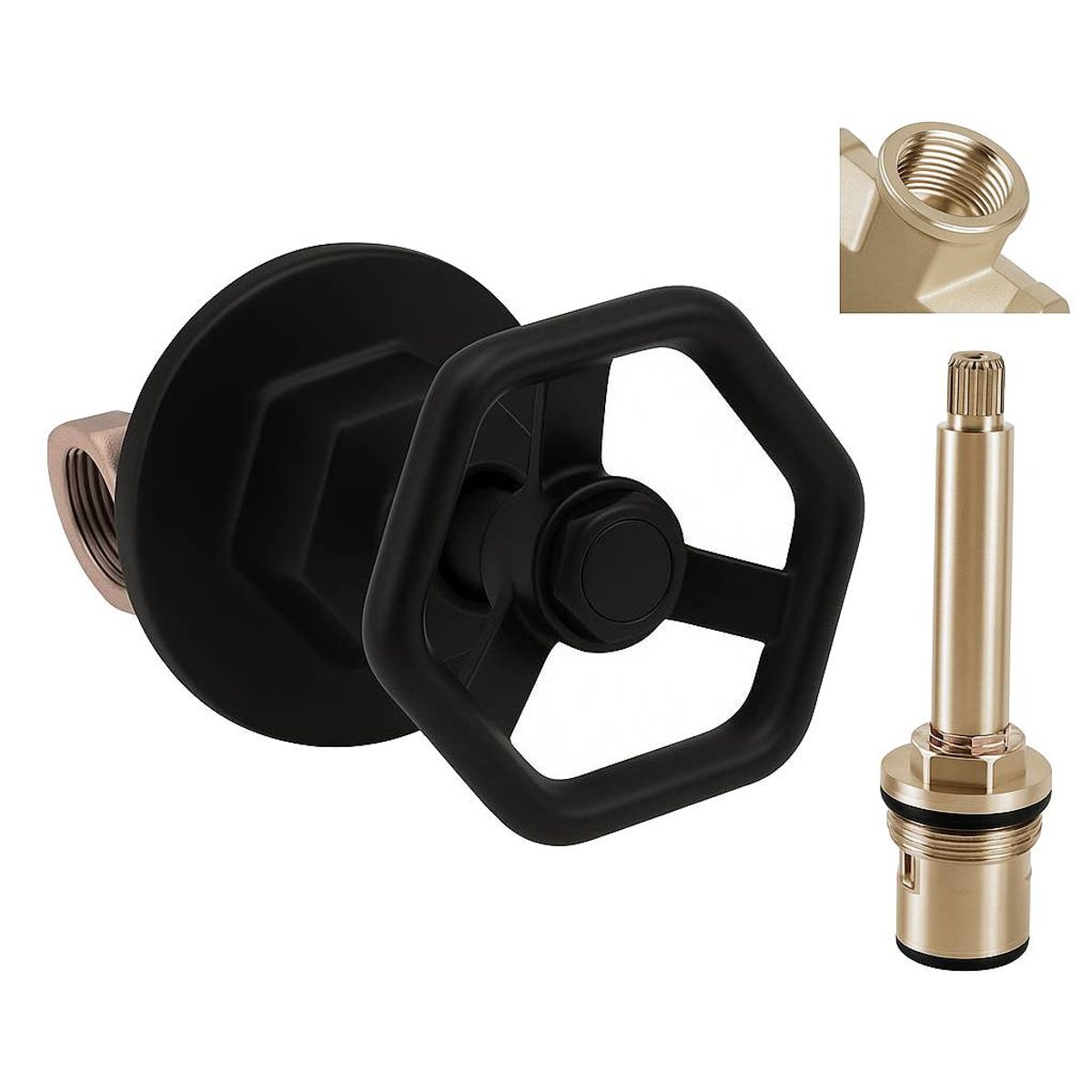 GENERICO - Kit Regadera Llave Imperio Negro Matte Y Registro Ducha Agua Fria