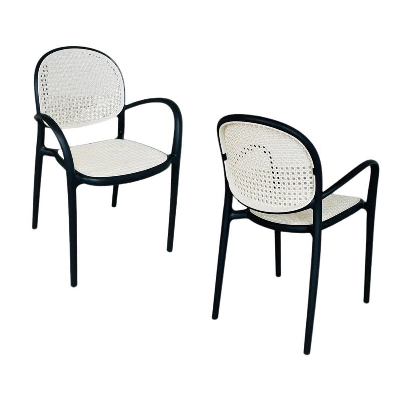 GENERICO - SILLA PP Verano TIPO MIMBRE Base Negra