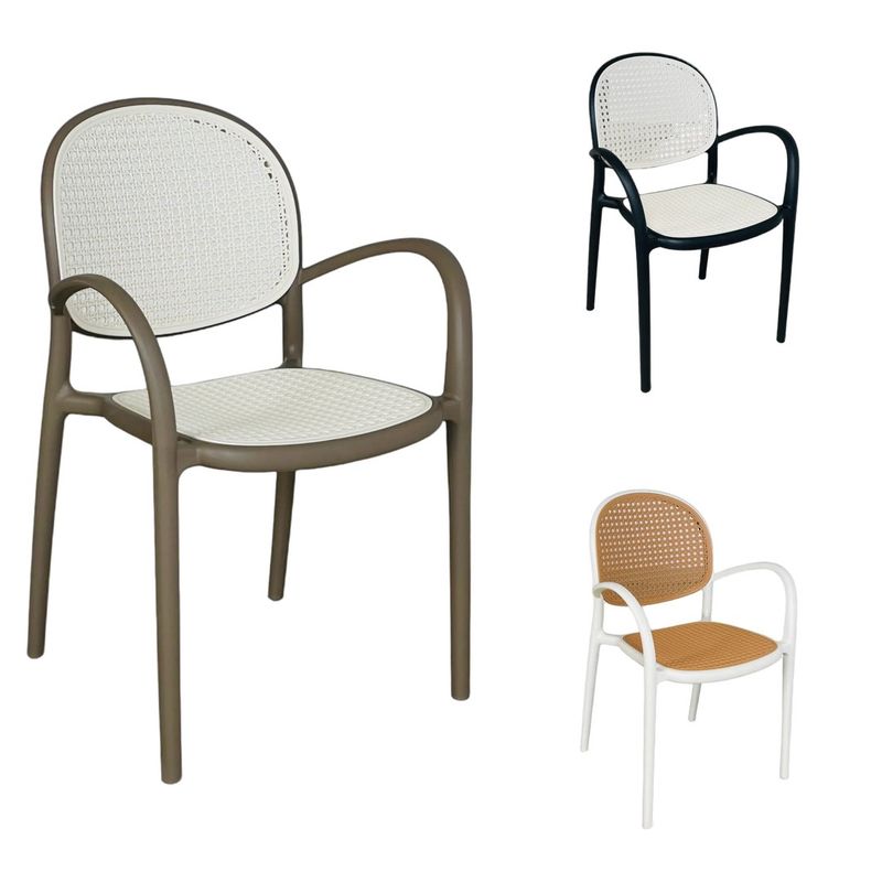 GENERICO - SILLA PP Verano TIPO MIMBRE Base Blanca