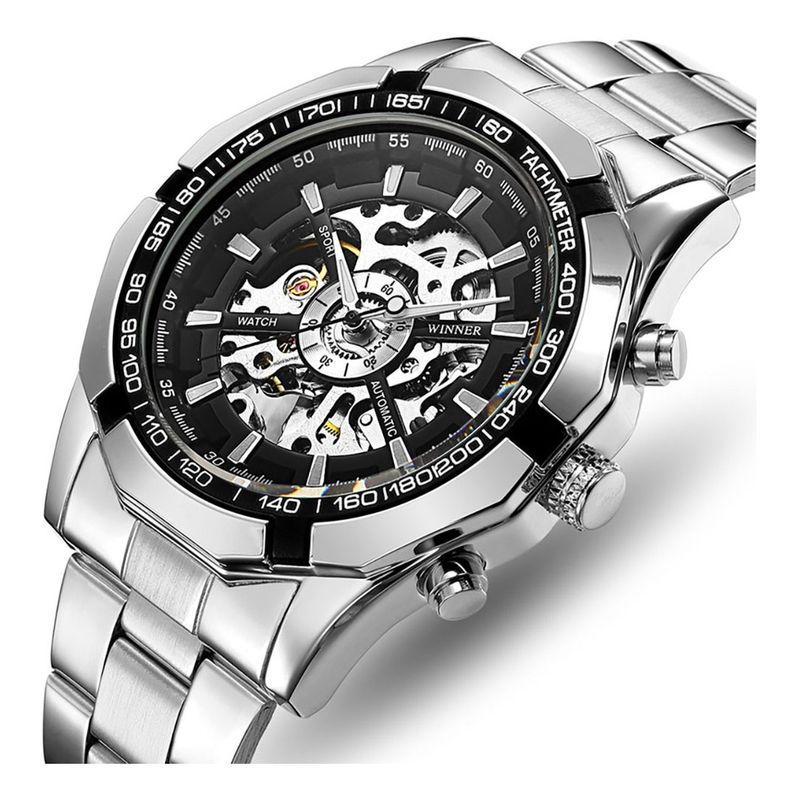 WINNER - RELOJ ELEGANTE PARA HOMBRE EN ACERO INOXIDABLE AUTOMATICO