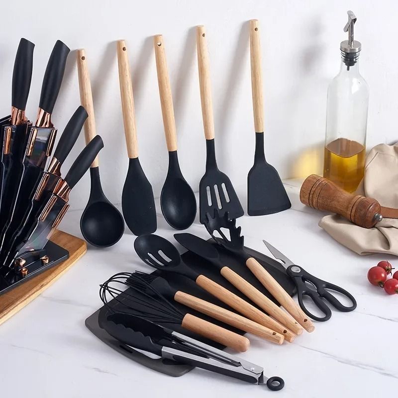 GENERICO - Kit De Utensilios De Cocina De 19 Piezas De Silicona Rosa
