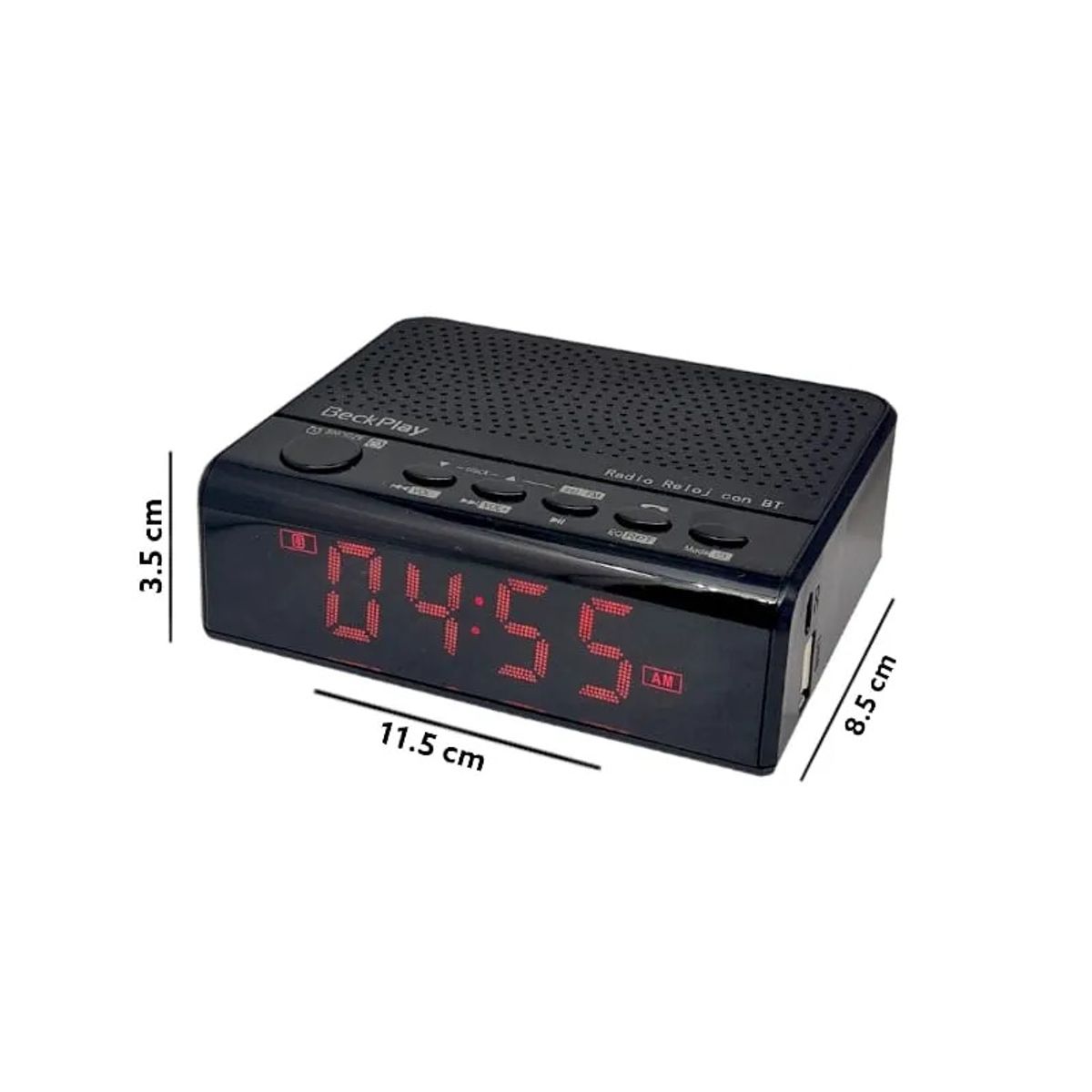 GENERICO - Radio Reloj despertador Recargable Carga Celulares Bluetooth