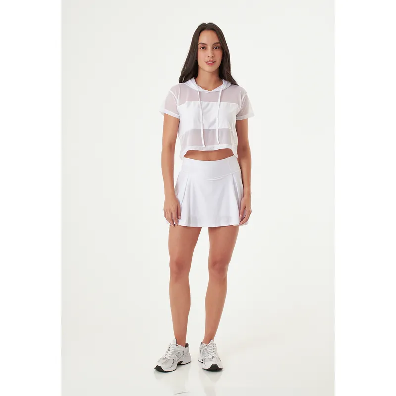 BELIFE - Camiseta deportiva blanca en malla para mujer